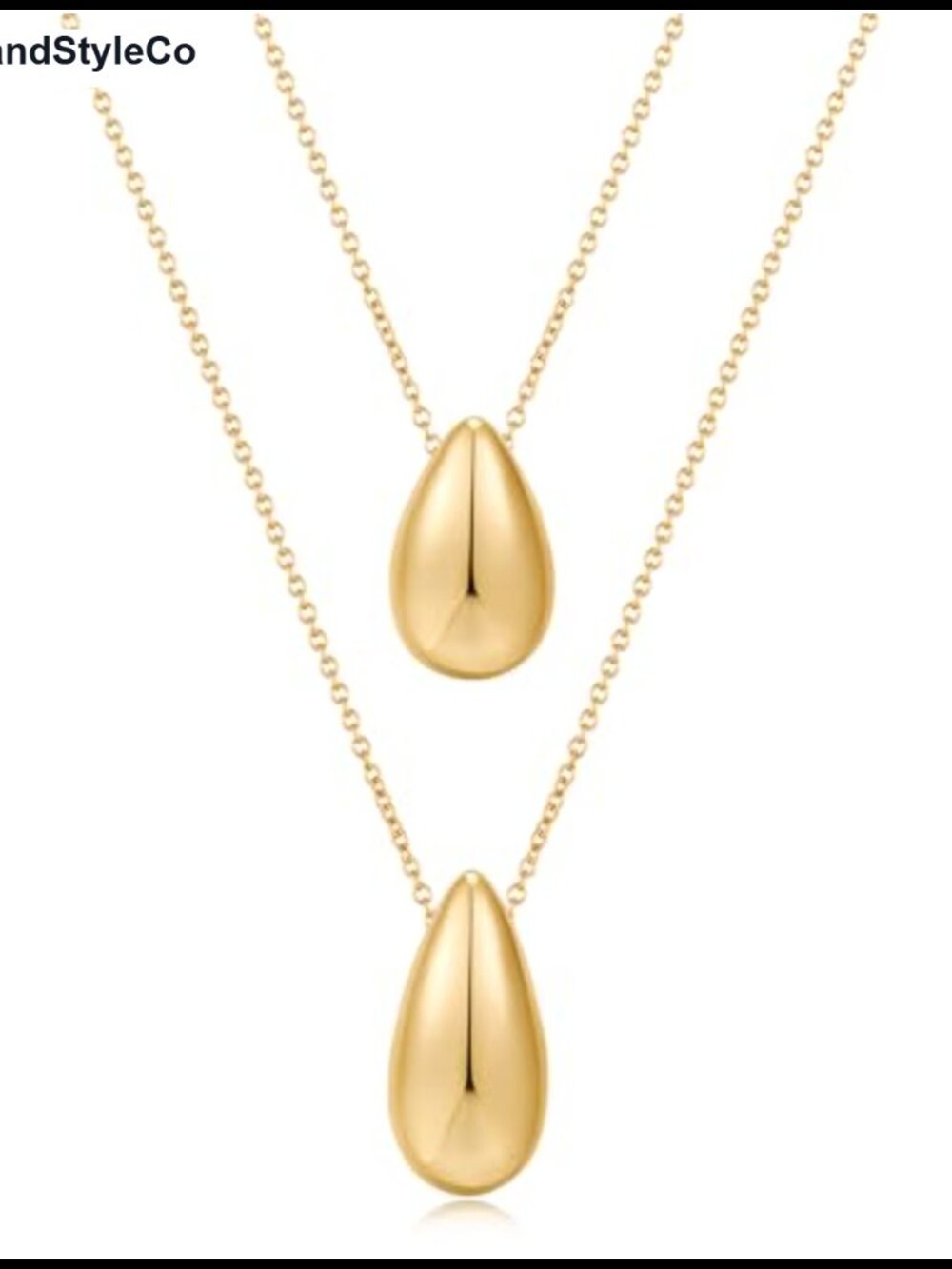 14K Gold Plated Layered Teardrop Pendant Necklace Set Chunky Trendy Jewelry for